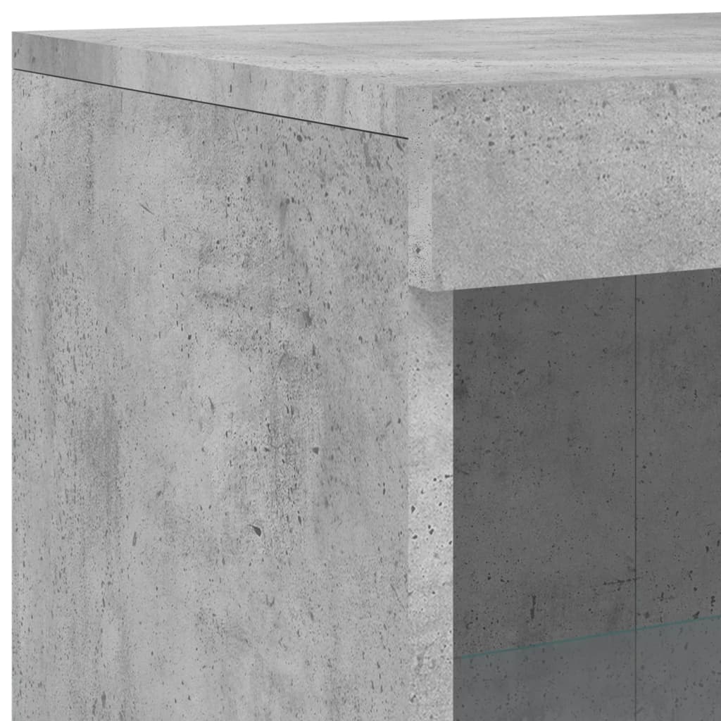 Side Table with LED Lights Concrete Grey Particleboard