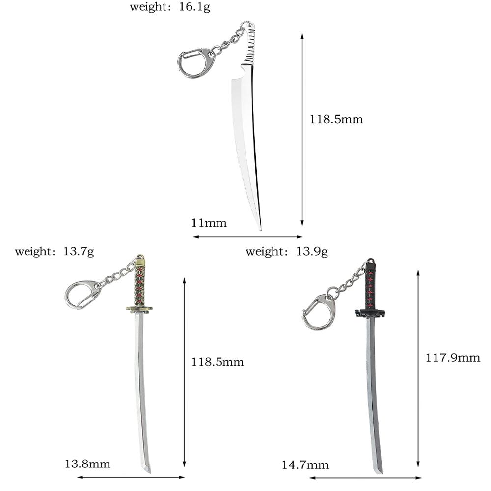 Anime Bleach Weapon Keychain Kurosaki Ichigo Hitsugaya Toushirou Katana Sword Model KeyRing for Women Men Car Pendant Jewelry