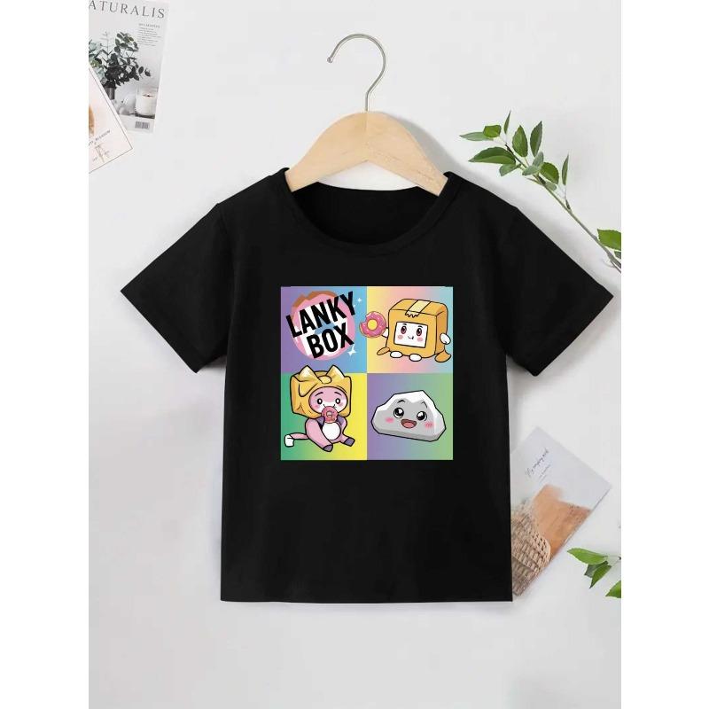 

European sizes New Casual Short-Sleeved T-Shirt for Boys, Perfect for Summer, Featuring a Round Neck And Printed Design 98cm чёрный