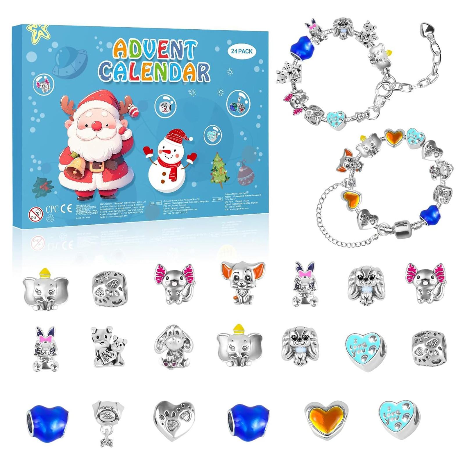 

Праздничный Адвент-календарь для детей, праздничный календарь обратного отсчета на 24 дня с браслетом-ожерельем своими руками, милый праздничный подарочный подарок с подвеской One Size