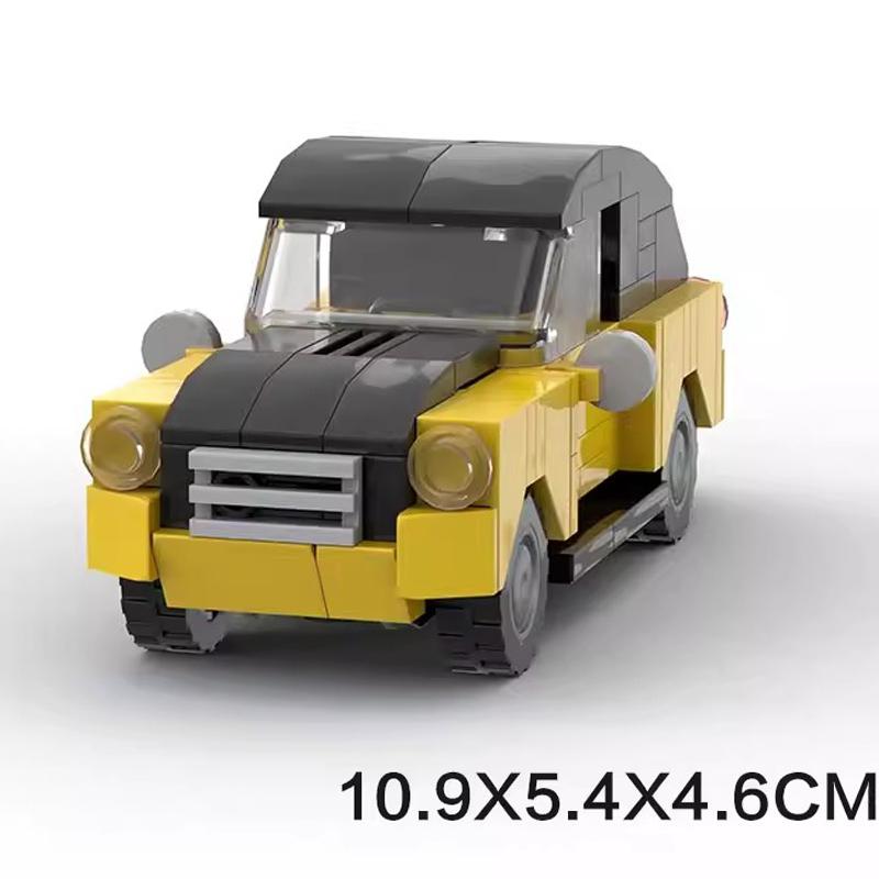 MOC City Mini Car Tractor Snowmobile Camper Van Fiated Taxi Truck Head Speed Vehicles Sets Building Blocks Toys Christmas Gift