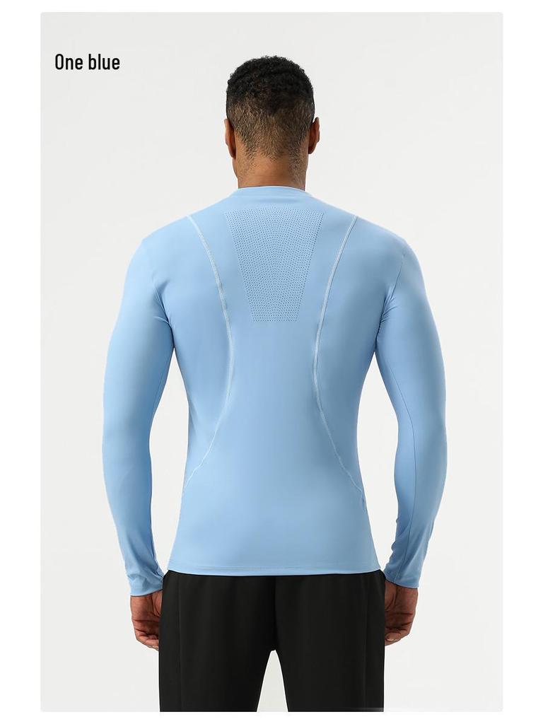 Men's Quick-Dry High-Elasticity Nylon Sports Tights - Long Sleeve, Breathable, for High-Intensity Training.