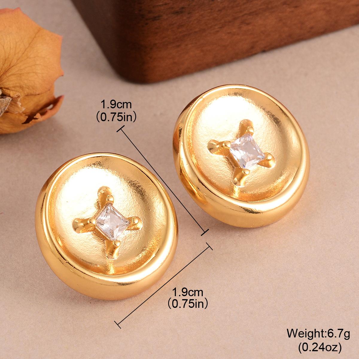 Европейский и американский простой стиль пуговица циркон серьги сохранение цвета ретро чувство дизайна нишевые женские серьги-гвоздики модные универсальные высокое чувство