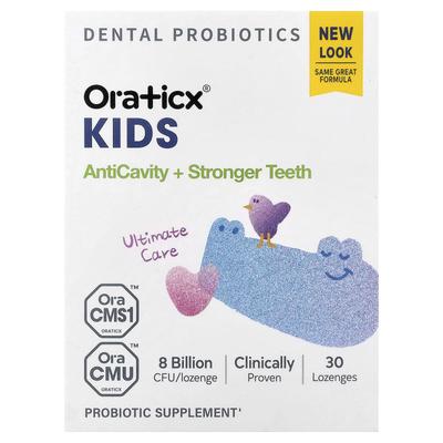 Oraticx, Dětský zubní probiotikum, Prevence zubního kazu + Zdraví zubů, Jogurtové pastilky, 30 tablet
