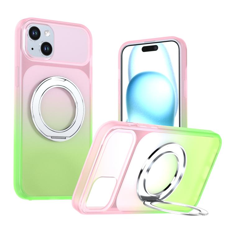 Phantom Skin Feel Gradient PC+TPU Phone Case With 360° Rotating Metal Holder, Magnetic Wireless Charging Shockproof Protective Cover