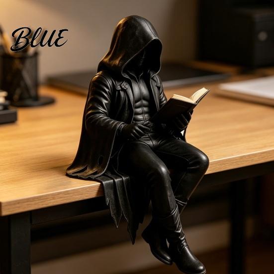 Reading Skeleton Decoration Gothic Dark Fantasy Figure Book Statue
