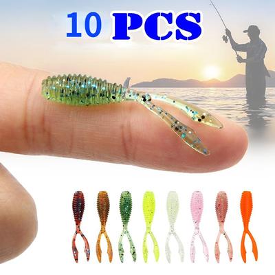 10 adet yumuşak plastik balıkçılık Lures 0.4g/36mm e n e n e n e n e n e n e n e n e n e kuyruk yapay Wobbler okyanus kaya silikon Shad solucan yemi