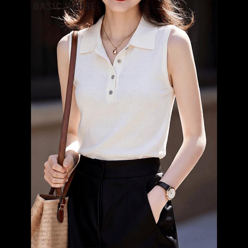 Basic House Women s Tencel Knit Sleeveless Top S