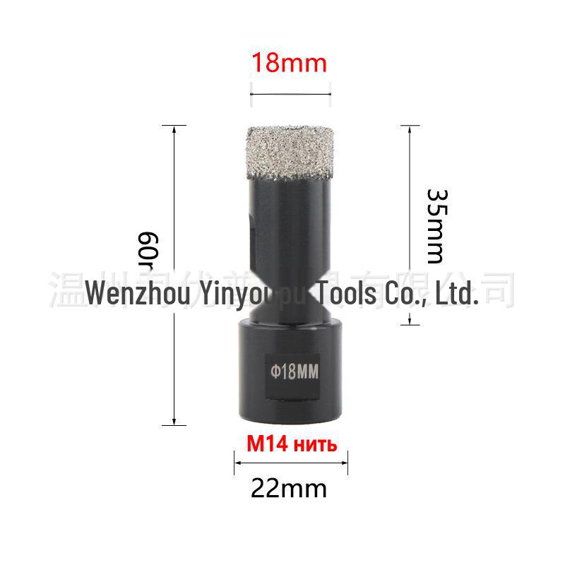 Apriscatole per foratura a secco con brasatura diamantata per foratura di piastrelle, lastre di marmo e roccia, 6 mm-150 mm M14