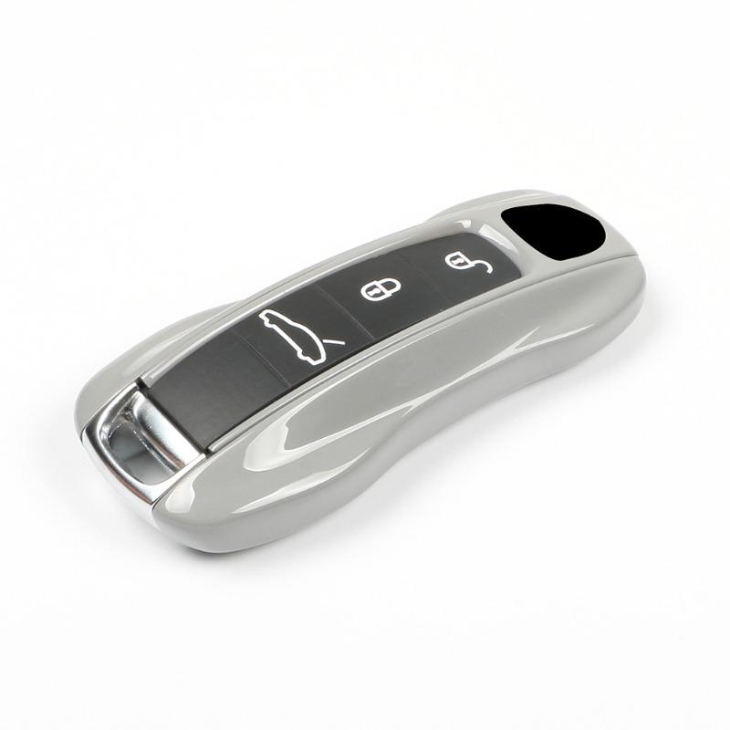 Key Case Cover Shell Replacement Remote Control Fob Cover Grey Track For Porsche Macan Boxster 718 911 Panamera Cayenne