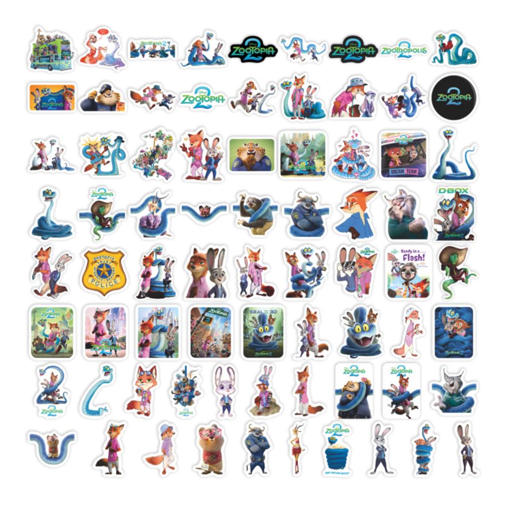 74PCS Disney Zootopia 2 Judy Nick Cartoon Sticker Cool Graffiti Decoration Guitar Luggage Skateboard Waterproof Decal Kids Toy