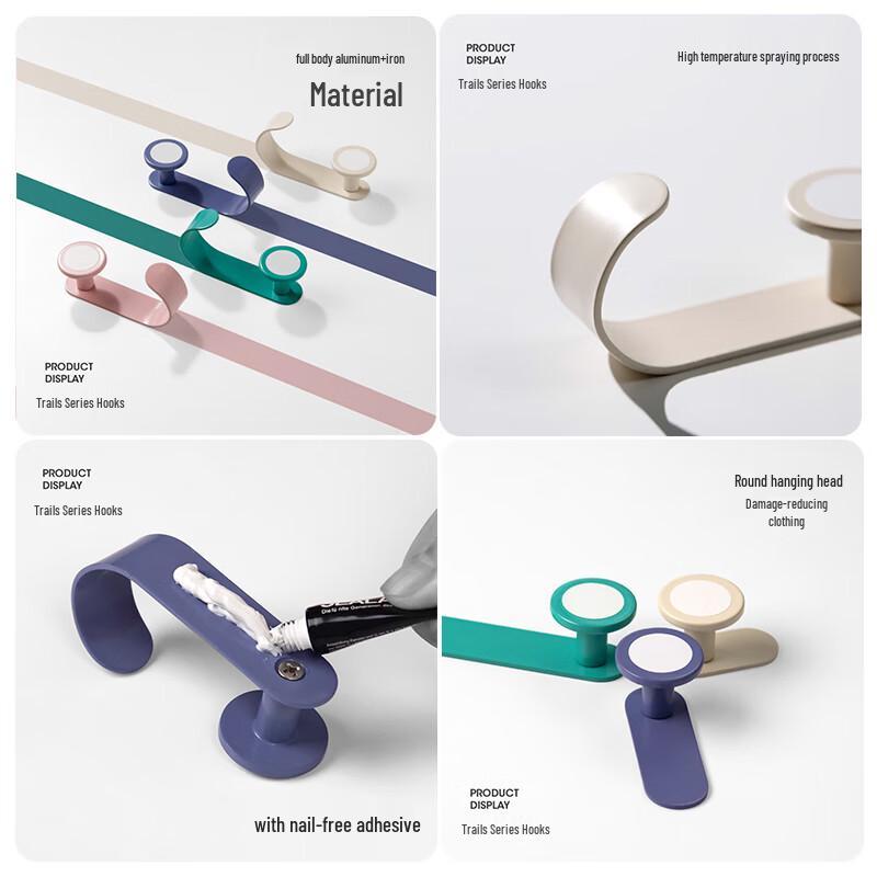 Fuju No-Drill Adhesive Metal Hooks (4-Pack)