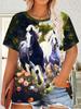Summer New Horse T-Shirts Graphic 3D Print Women's Short Sleeve T Shirt Streetwear Harajuku Y2K Casual Tees Tops Female Clothing