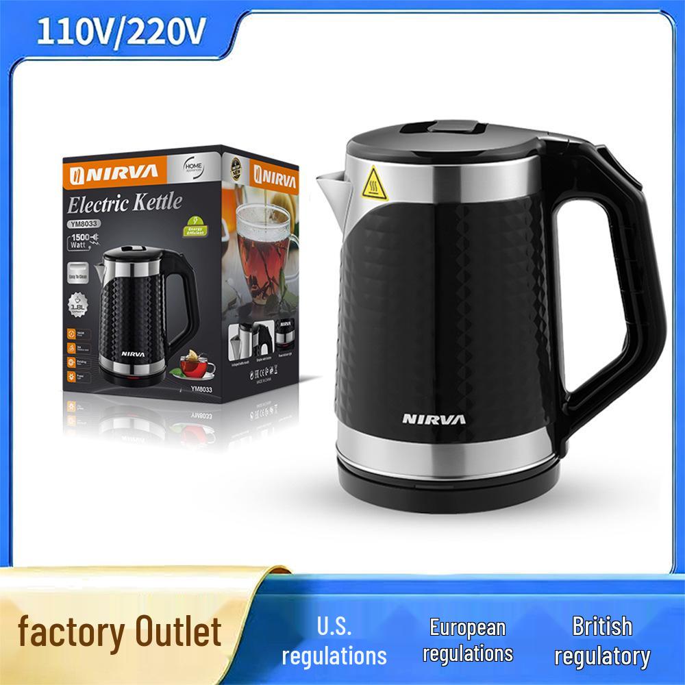 

1.8L Double-Layer Anti-Scald Electric Kettle with Auto Shut-Off & Fast Heating чёрный