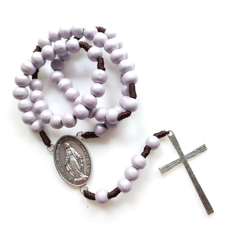 Vintage Religiöse Katholische Kreuz Rosenkranz Halskette Perlen Heilige Figur Jesus Hängen Anhänger Jesus Rosenkranz Halskette Für Frauen Männer