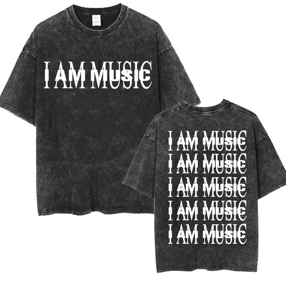 Retro Washed Playboi Carti I AM MUSIC Logo T Shirt Opium Ken Carson Narcissist Tour Antagonist Rap T-shirts Men's Tees