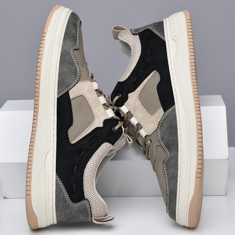 FashionGenuine Leather Casual Shoes Versatile Mens Vulcanized Shoes New Trend Comfort Skateboard Footwear Leisure Non-Slip Man Sneakers