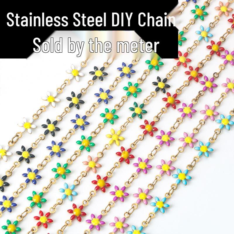

Colorful Stainless Steel Flower Drip Chain for DIY Necklaces, Bracelets, and Bags