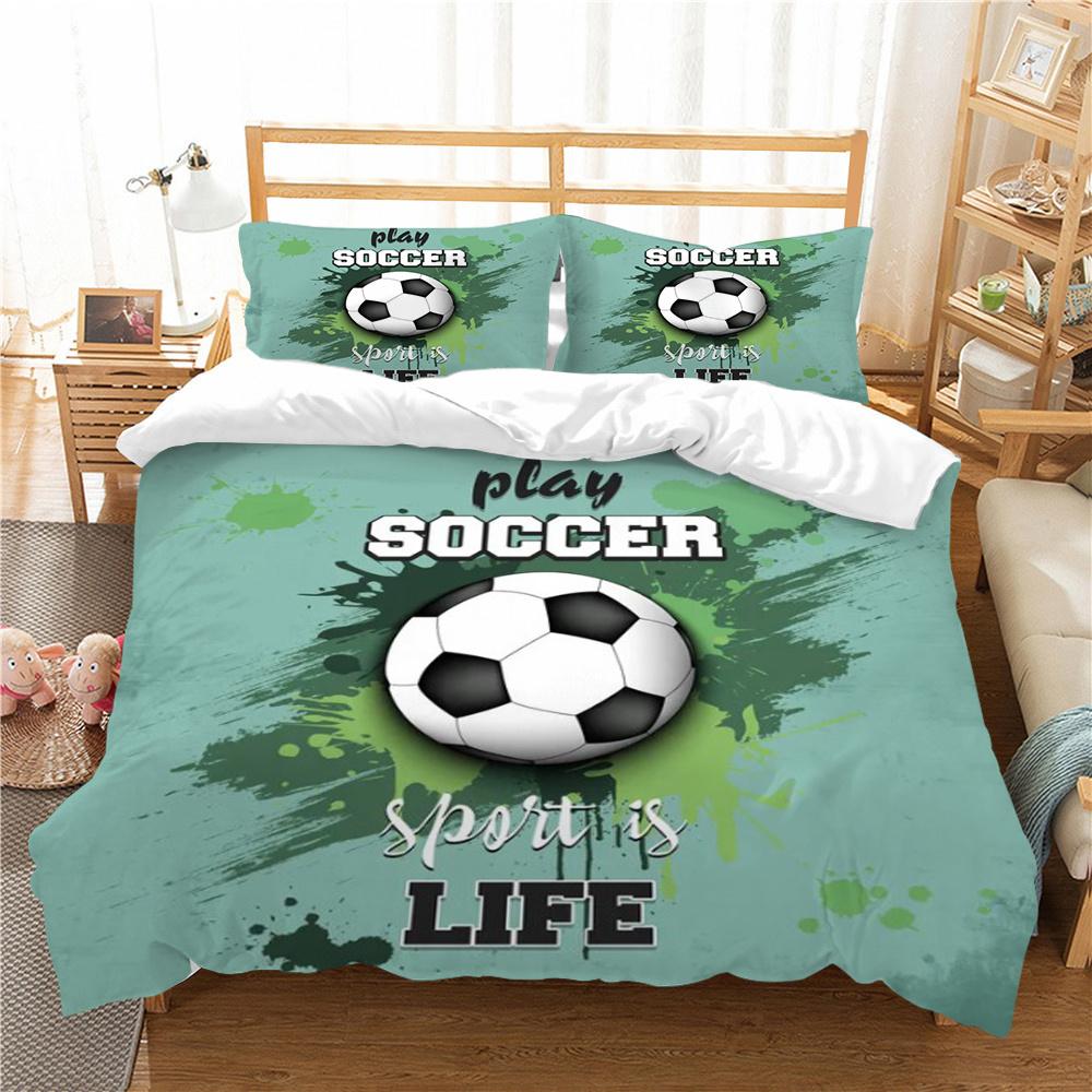 Costum de pat cu imprimeu 3D de fotbal Lenjerie de pat Husă de pilota Lenjerie de pat pentru acasă Cadou pentru copii Consolat din microfibră Husă de pilota respirabilă