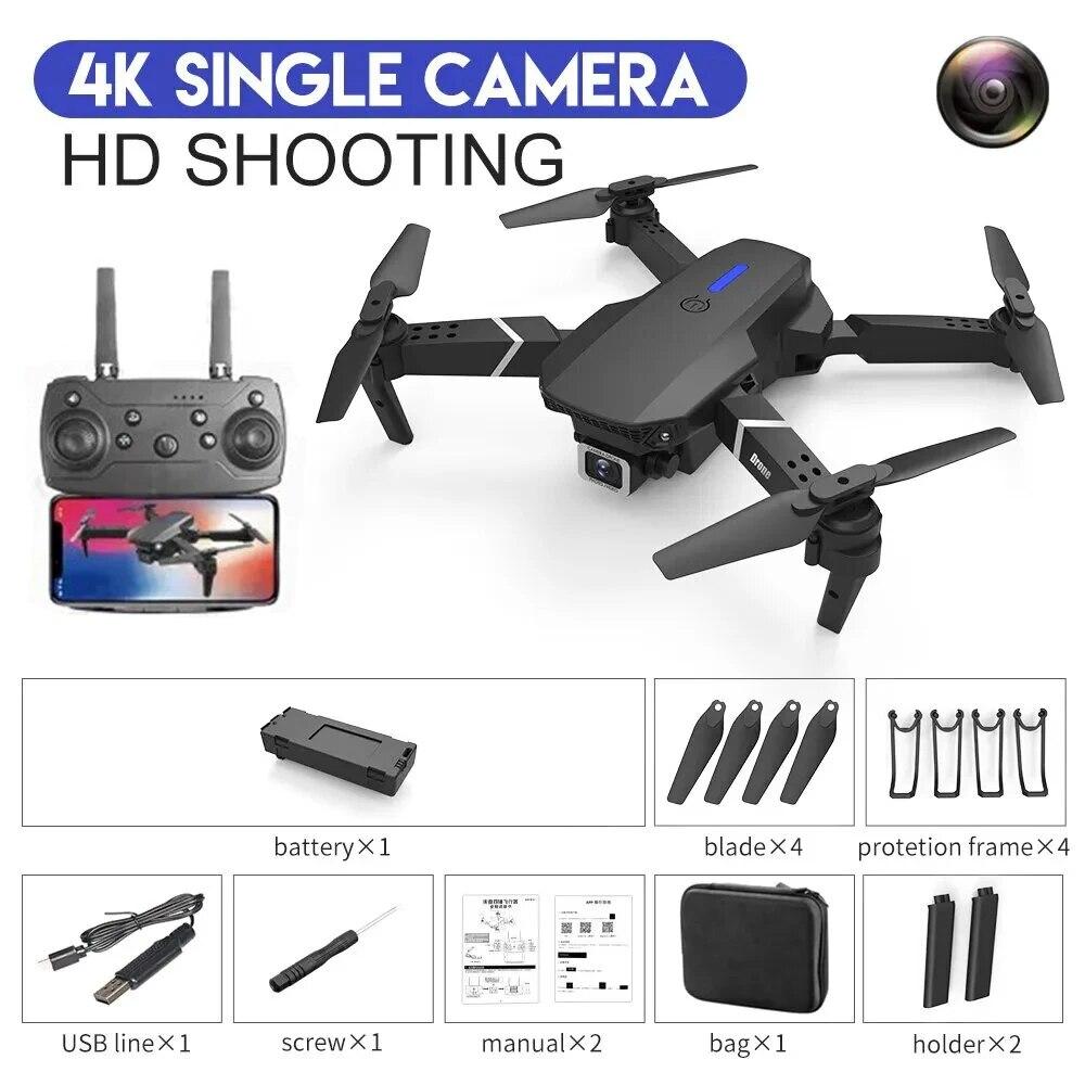 2025 E88Pro RC Drone 4K 1080P Wide Angle HD Camera Foldable Helicopter WIFI FPV Height Hold Gift Toy