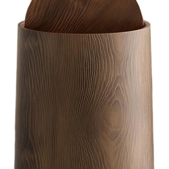 Cubo de basura para baño con diseño de madera y tapa abatible, gran capacidad y diseño giratorio.