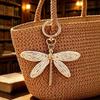 Colorful Woven Dragonfly Keychain Pendant Bohemian Style Pendant Hand-Woven Keychain Accessory Beach Bag Charm