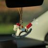 Cute Pony Pendant Car Rearview Mirror Charm Elegant Faux Leather Hanging Ornament for Car