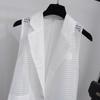 Summer Black White Suit Blazer Vest Jacket Women Style Commuter Sleeveless OL Cardigan Tank Coat