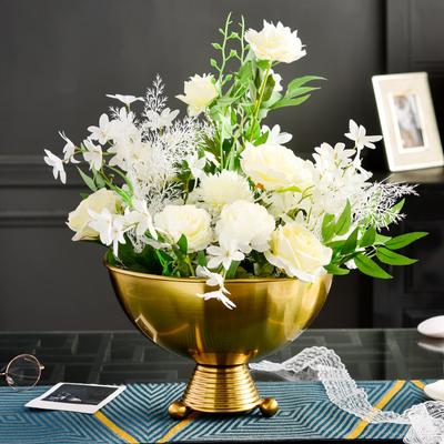 Blomsterpotte i metall Gyllen Skål Vase Blomsterarrangement Håndverkspynt Retro Oppbevaringsbrett Hjemmedekorasjon Sukkulentpotte