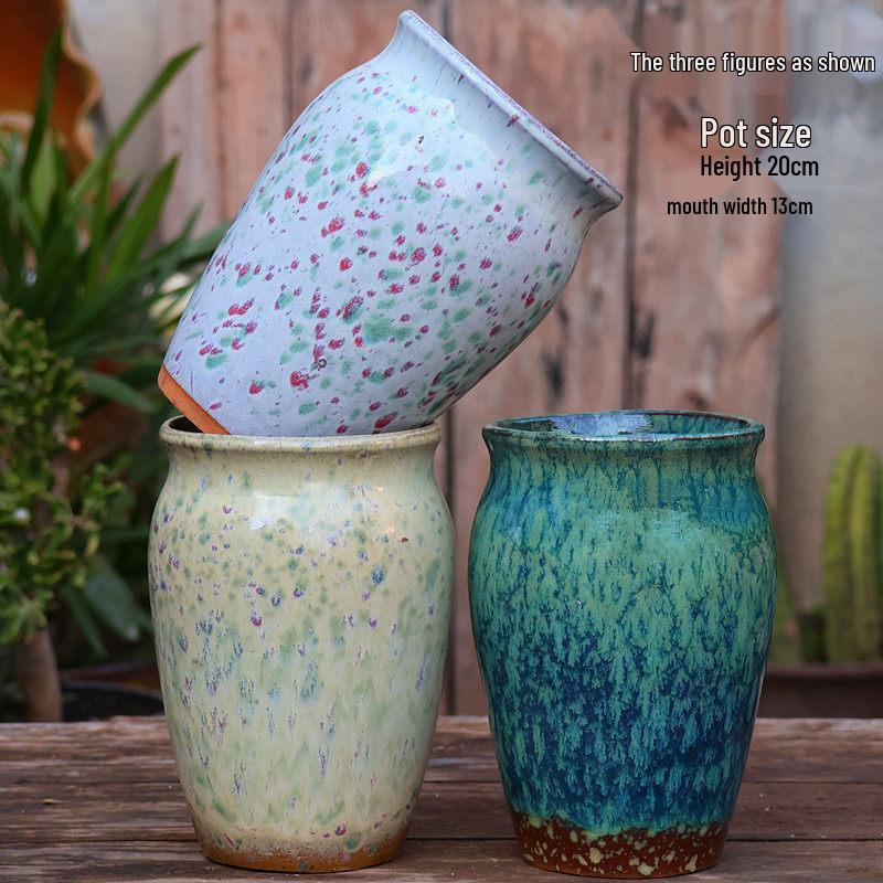 Large Retro Square Ceramic Succulent and Orchid Pot