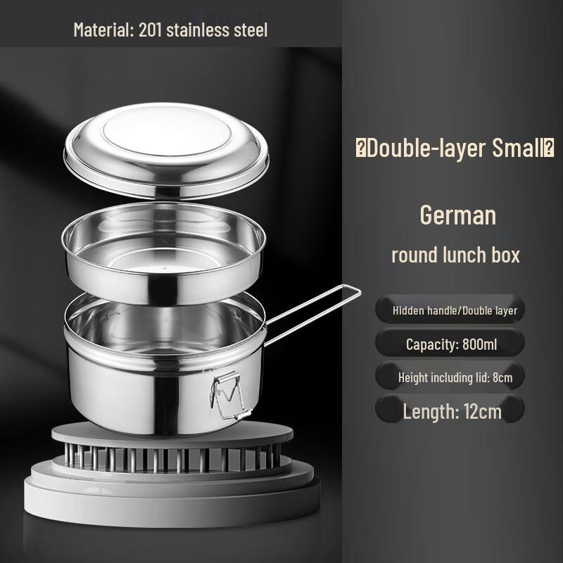 Stainless Steel Round Lunch Box with Divider