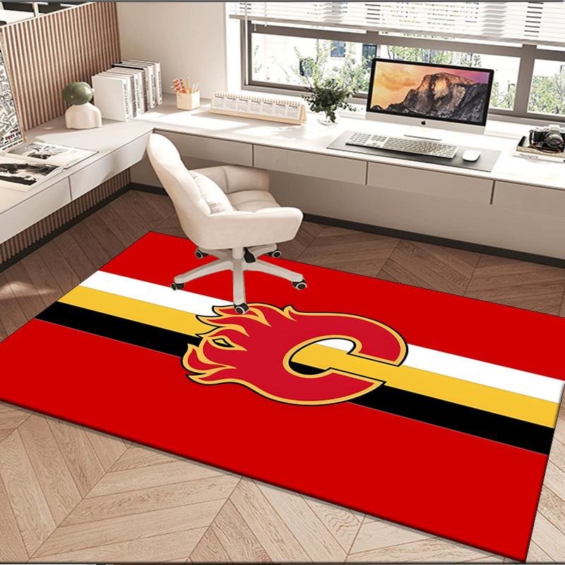 Calgary Flames Area Rug Suitable for Indoor And Outdoor,Carpets for Playroom, Homes, Offices, Living Rooms,Home Decor,Christmas Fan Gift