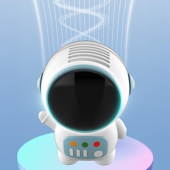 Portable Mini Handheld Fan Astronaut Shaped USB Rechargeable Cooling Neck Fan with Lanyard 2 Speed Bladeless Personal Fan for Outdoor Office