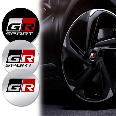 Aluminum 4PC 56mm GR SPORT Logo Badge Car Wheel Center Hub Caps Emblem Stickers For Corolla C-HR Yaris RAV4 Avensis Prado