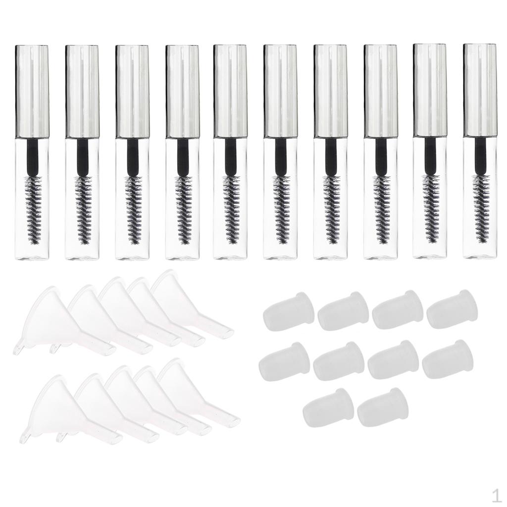 

10PCS Refillable Mascara Liquid Container Tubes Vials with Funnels Kit Portable 4ml