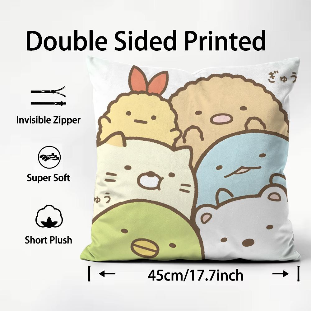 Cartoon S-Sumikko G-Gurashi Anime Kissenbezug Musterbedruckte Kissenhülle für Wohnzimmer Sofa Kissenbezug & Schlafzimmer Dekoration
