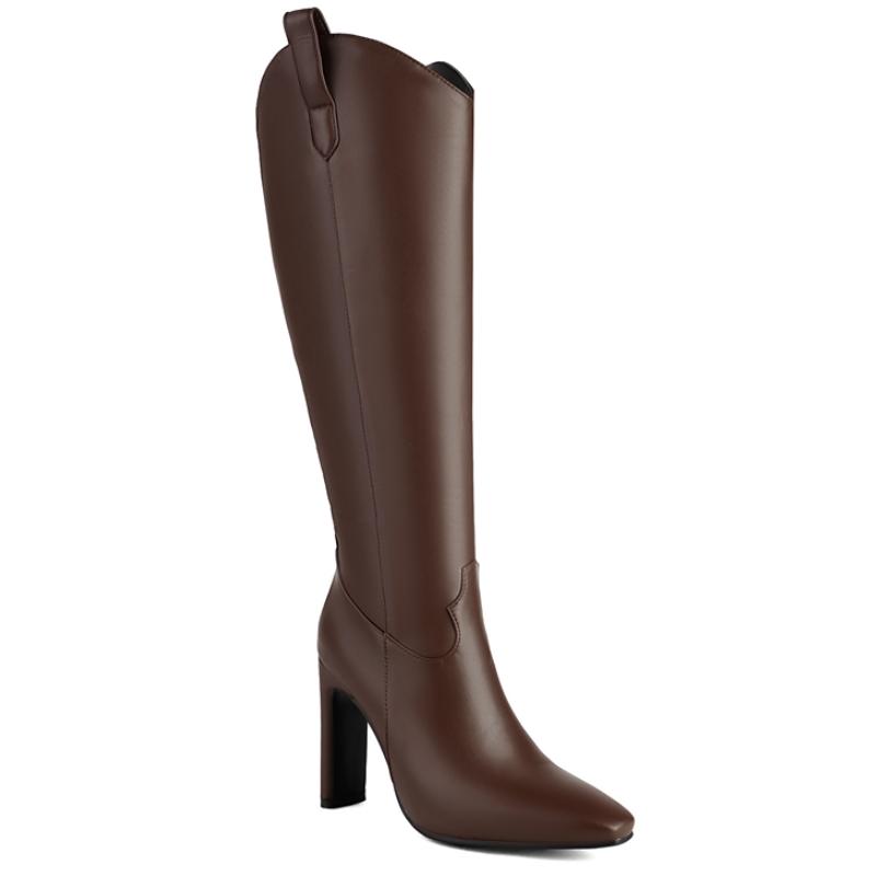 Fashion Women's Knee High Boots Sexy Point Toe Winter Shoes Black White Gold Heeled Long Boot Ladies Party Dance Shoes Large Size 45 48