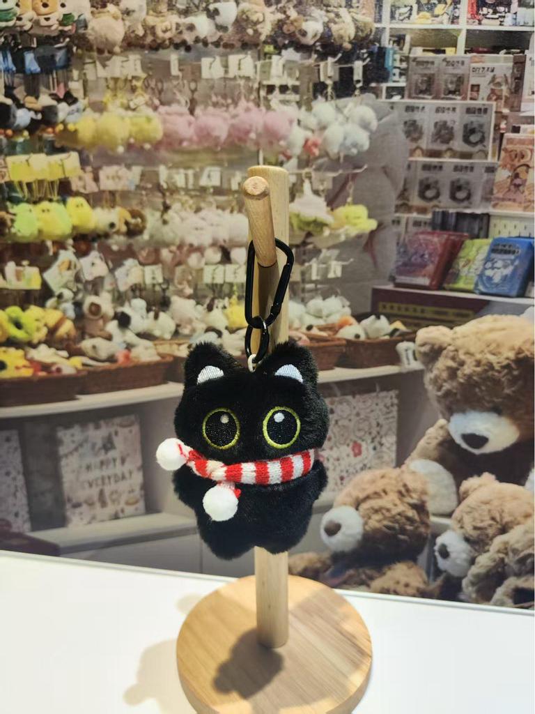 Black Cat Plush Toy: Small Kitten Bag Charm & Squeaky Toy Couple Gift