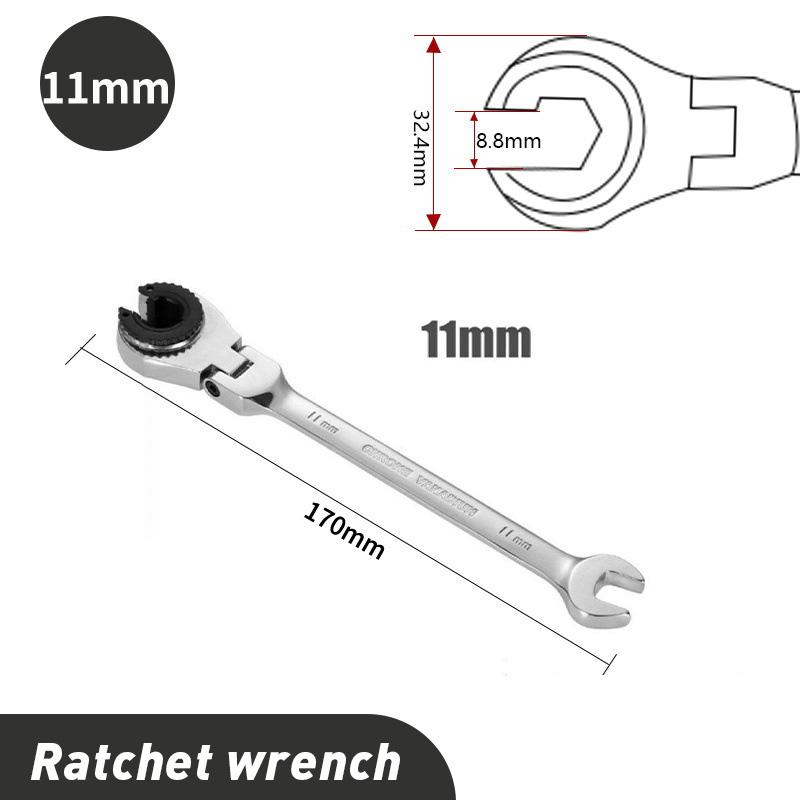 1Pc Ratcheting Wrench Set with Open Flex-head Metric Tubing Combination Wrench Tubing Ratchet Wrench 8-30mm Size Available