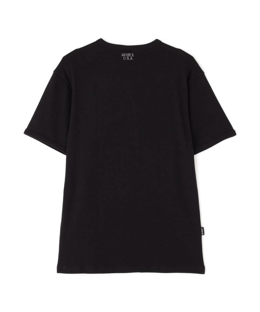 AVIREX DAILY MINI WAFFLE CREW NECK T-SHIRT 6143150 men's black M