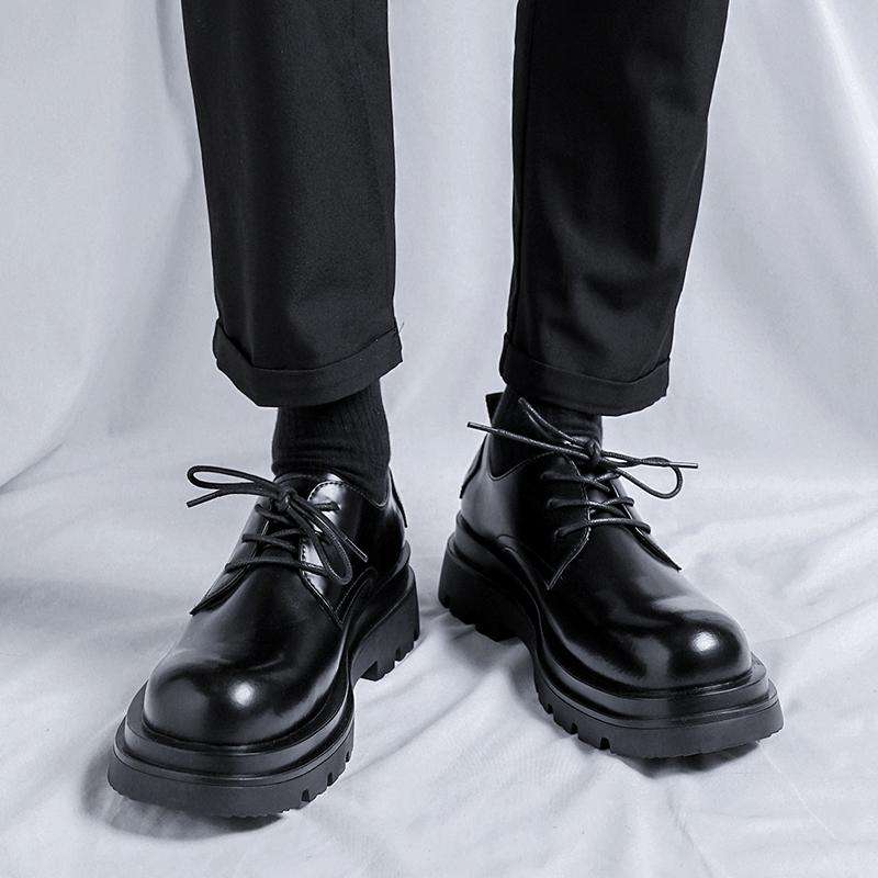 New Luxury Brand Platform Shoes Men Genuine Leather Loafers Shoes Thick-soled Black Business Shoes Slip-on Fashion Casual Shoes