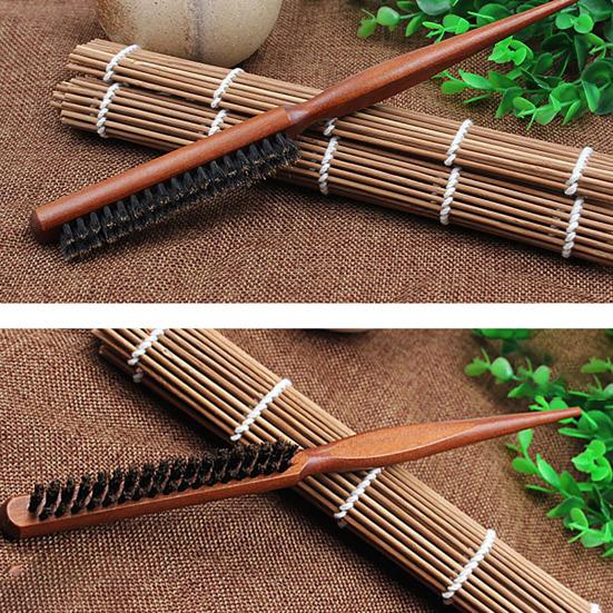 Wooden Handle Hair Brush with Boar Bristle Nylon Pin Hair Detangling Brush Men Women Portable Fluffy Hair Styling Comb