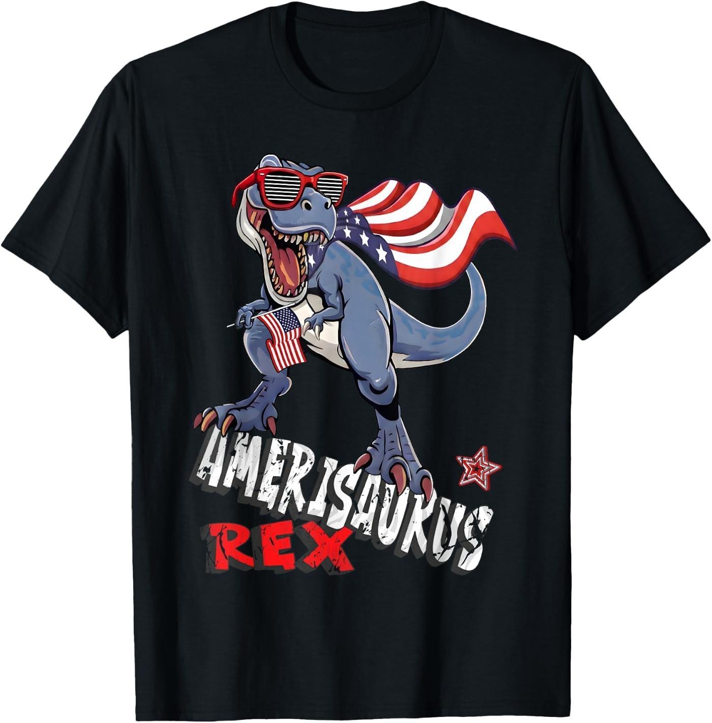 Dinosaur 4th of July Amerisaurus Rex Funny T-Shirt L