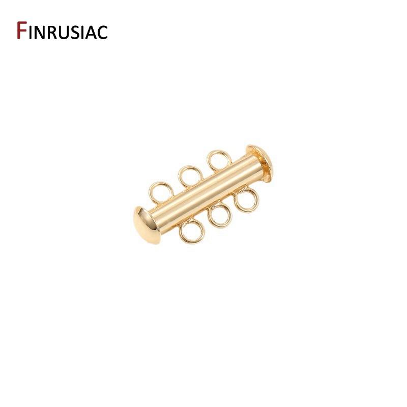 14K Gold Plated Brass Multi Strand Slide Tube Lock Clasp Connectors Layering Clasp for Necklace Bracelet Jewelry Making Supplies