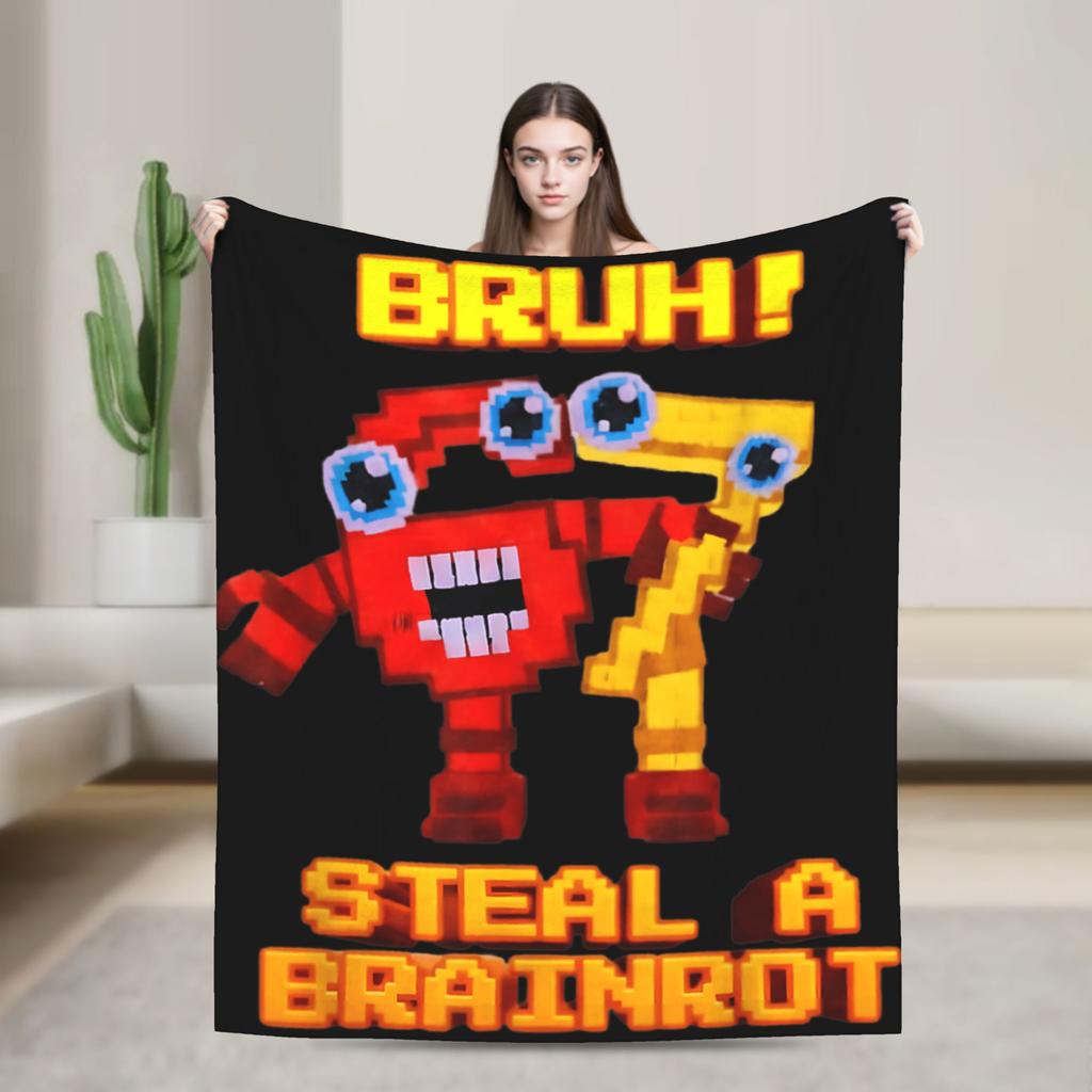 Popular 67 Brainrot Italian Meme Funny Blanket Warm Soft Flannel Throw For Sofa Office Travel Men Women Multi Sizes