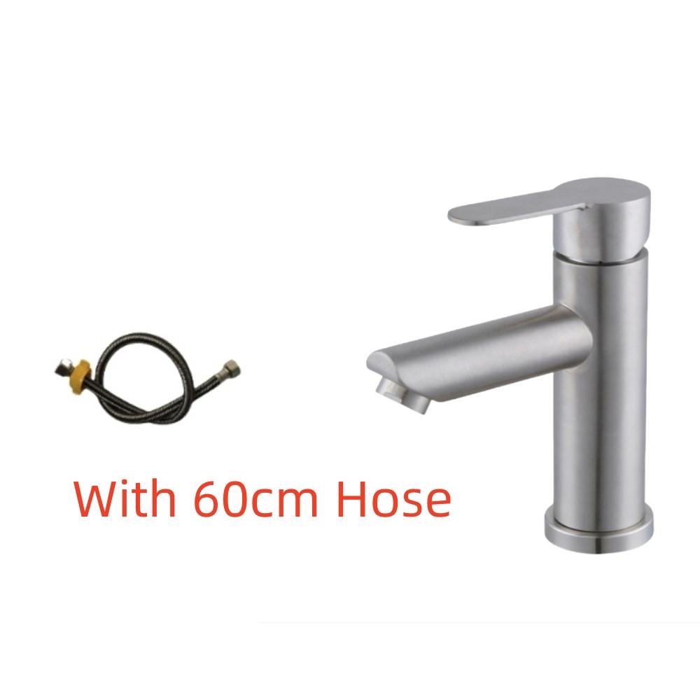 Kitchen Faucet Stainless Steel Hot and Cold Water Tap Single Handle Water Taps Bathroom Basin Countertop Sink Faucet Accessories