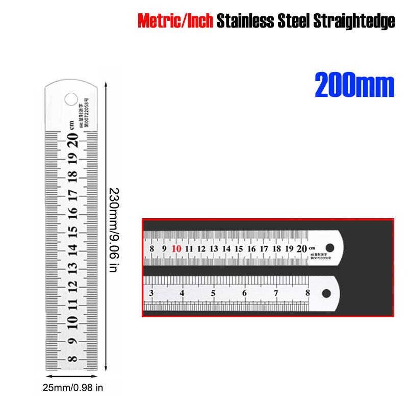 Metrisch/Zoll Edelstahl Haarlineal 15/20/30/50CM Metalllineal Zeichnen Schneiden Einrichten Büro Präzisionsmesswerkzeuge