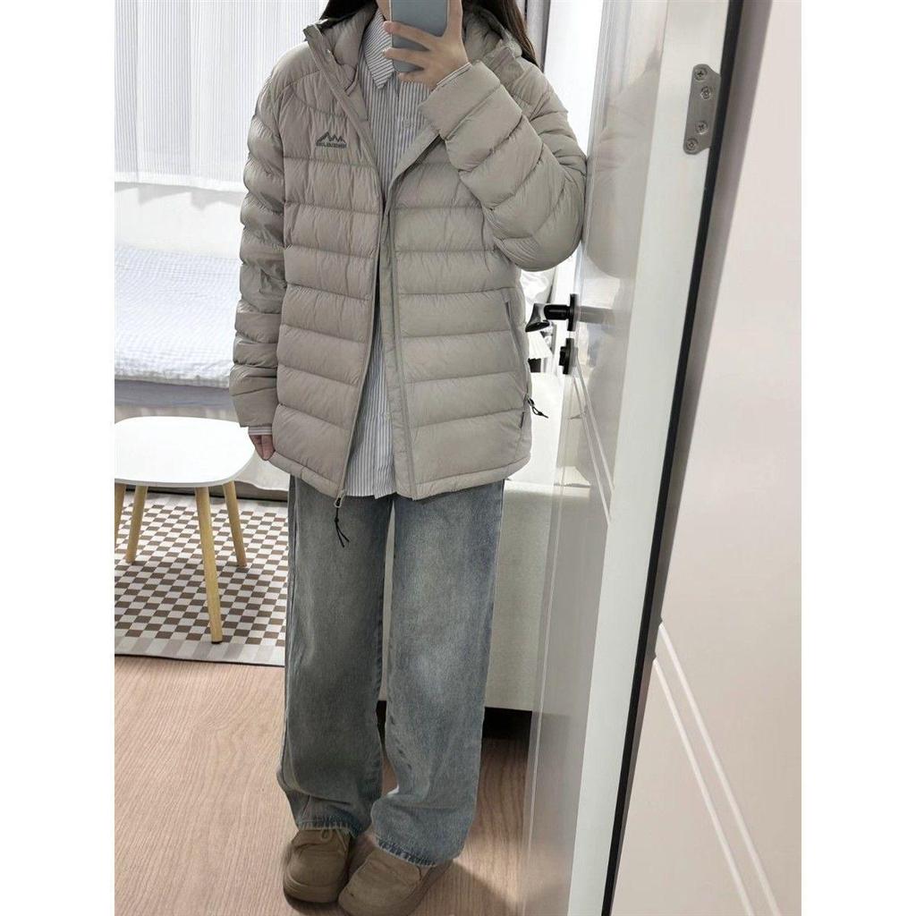 Women's Lightweight Ribbed Down Jacket - Short Hooded Style, Loose Fit, Korean Casual, Warm for Autumn & Winter