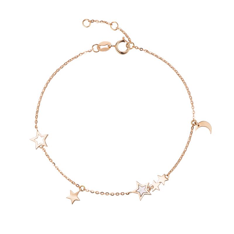 Grace Girl Star & Moon Rose Gold Bracelet