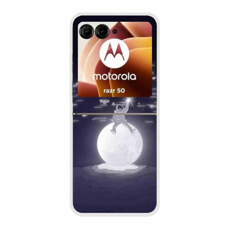 For Moto Razr 50 Case Clear Plastic Hard Painted Space Transparent Phone Covers for Motorola Razr 60 50 Coque Razr 2024 PC Cases